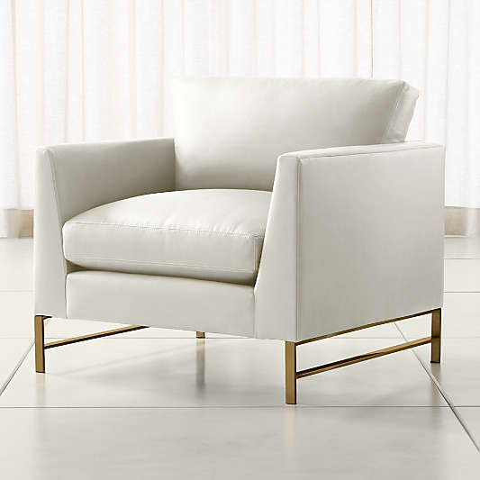 Genesis Leather Chair with Brushed Brass Base