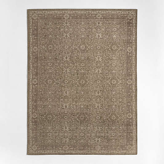 Geneva Performance Traditional Olive Brown Handknotted Area Rug
