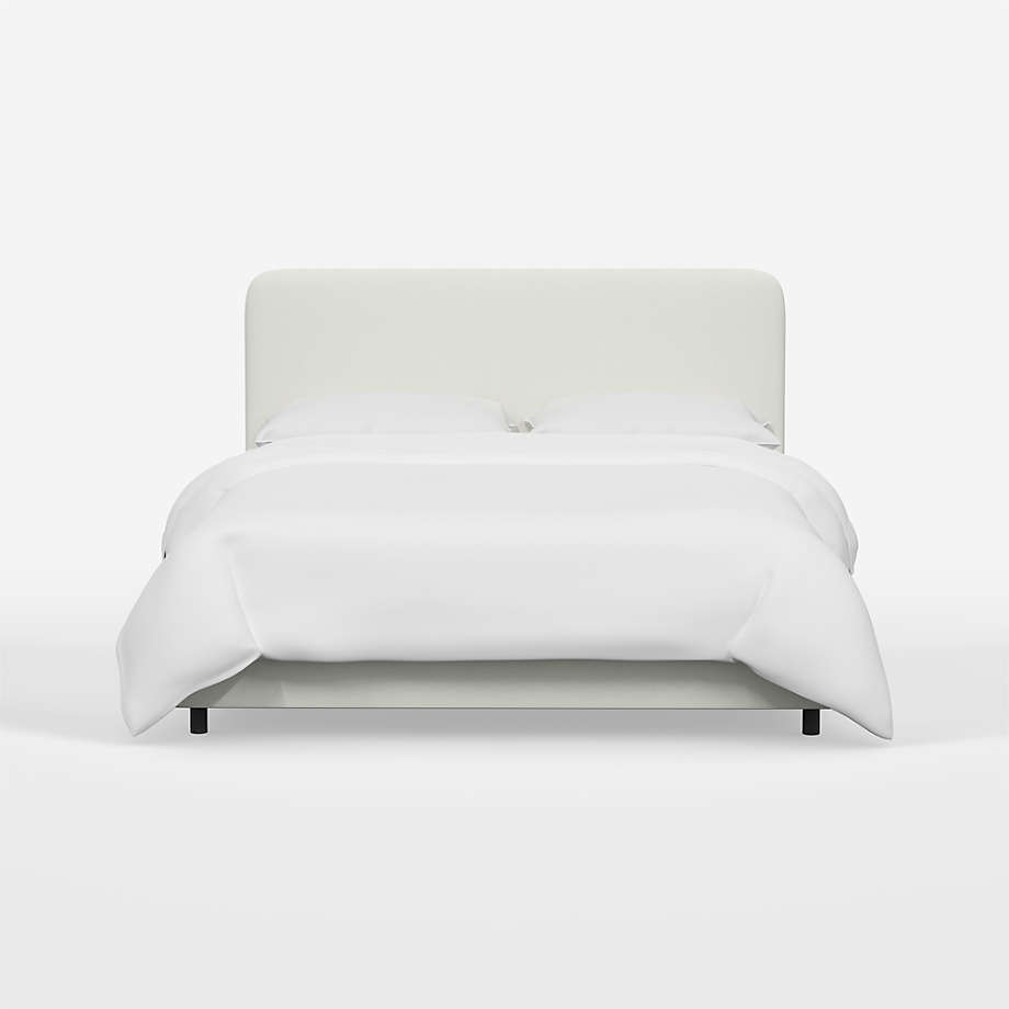 Genevieve Linen White Upholstered King Bed