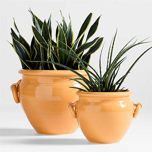 Genoa Small Yellow Italian Ceramic Indoor/Outdoor Planters