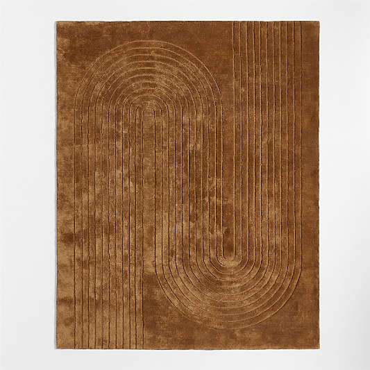 Geo Carved Almond Brown Kids Performance Area Rug