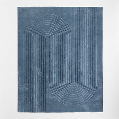 View Geo Carved Slate Blue Kids Performance Area Rug 5'x8' details