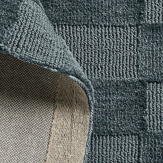 Geo Checker Slate Blue Performance Kids Area Rug
