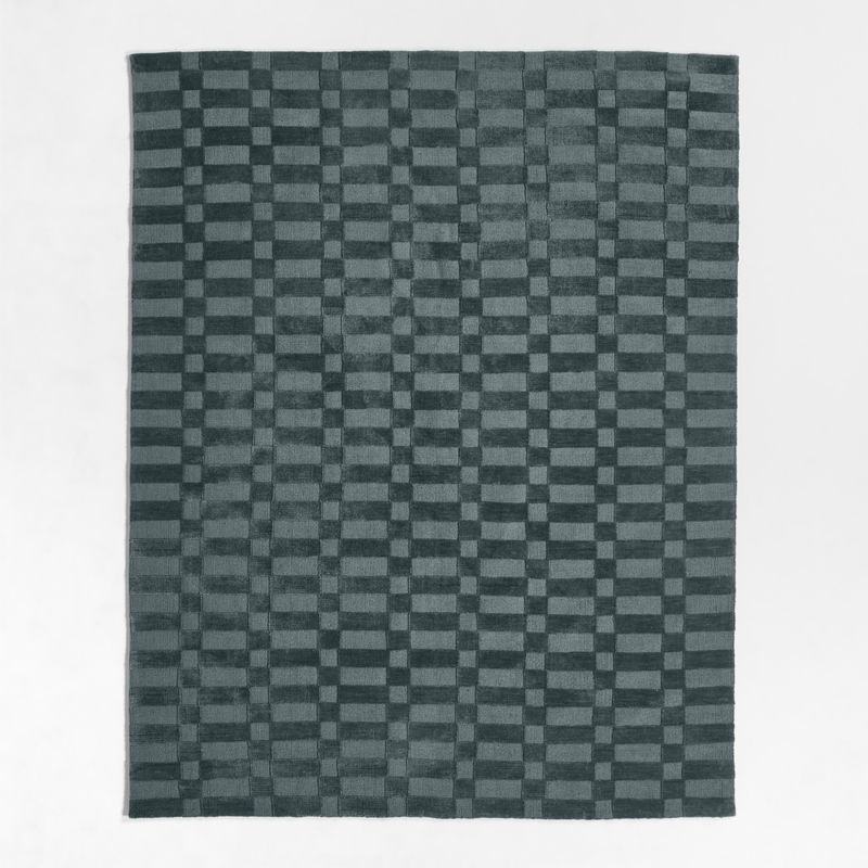 Geo Checker Slate Blue Performance Kids 12x18 Rug Swatch - image 2 of 5