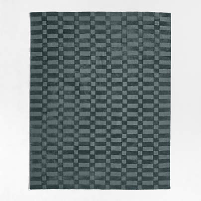 Geo Checker Slate Blue Performance Kids Area Rug 5'x8'