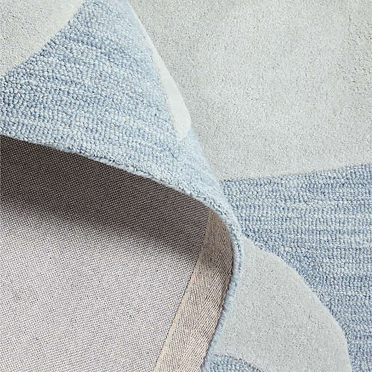 Geometric Cutout Blue Wool Kids Area Rug 6'x9'