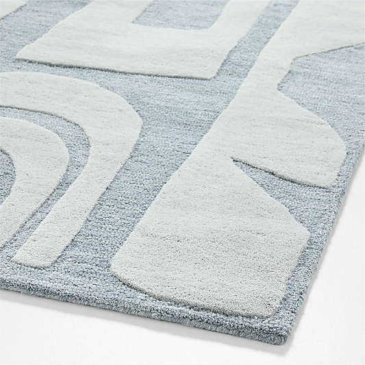 Geometric Cutout Blue Geometric Wool Kids 12"x18" Rug Swatch