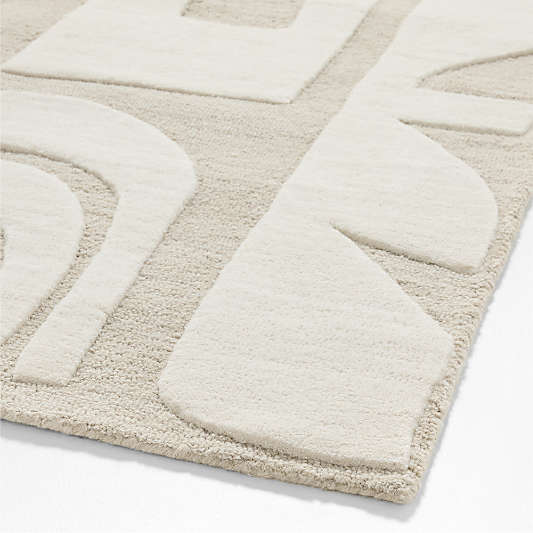 Geometric Cutout Ivory Wool Kids Area Rug