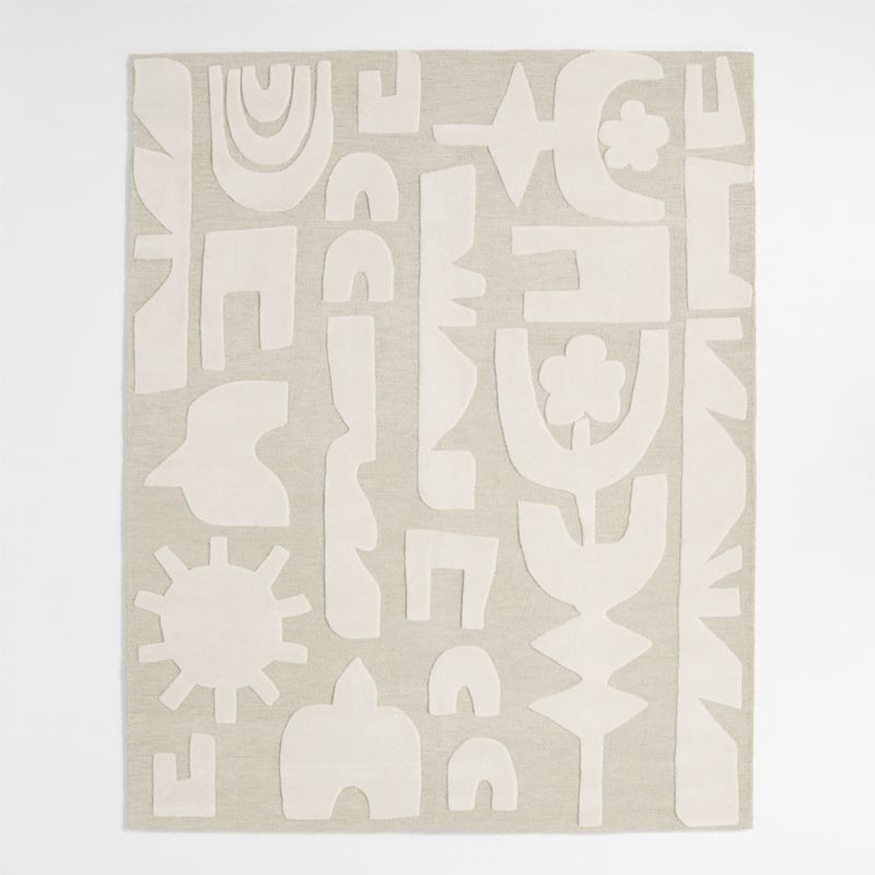 Geometric Cutout Ivory Wool Kids Area Rug 6'x9' - image 0 of 5