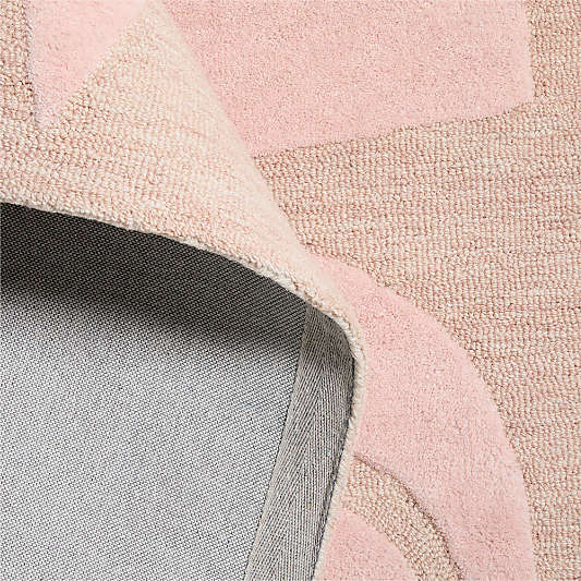 Geometric Cutout Pink Wool Kids Area Rug