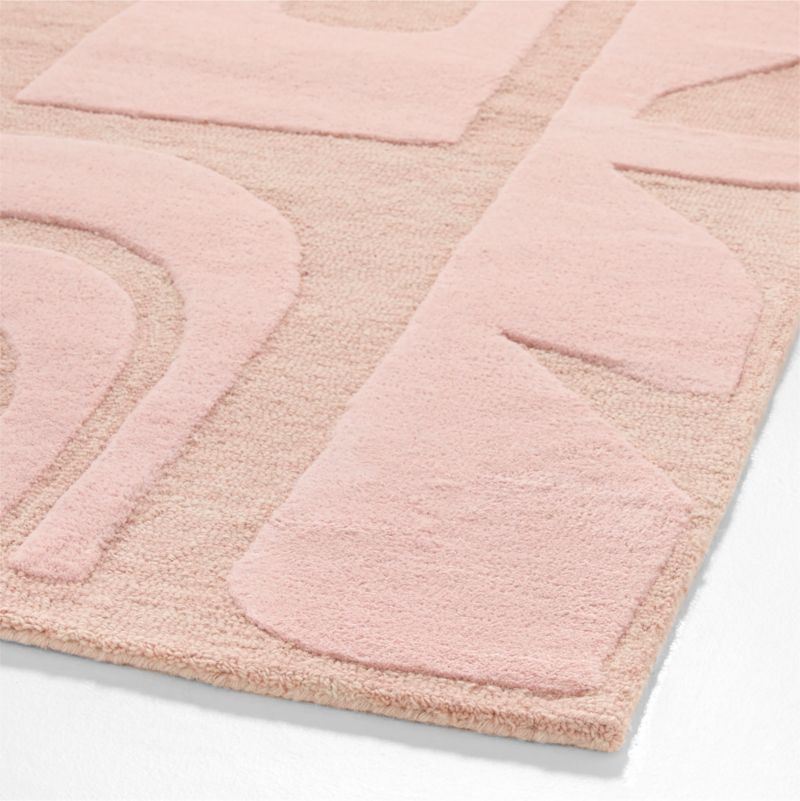 Geometric Cutout Pink Wool Kids Area Rug 8'x10' - image 3 of 5