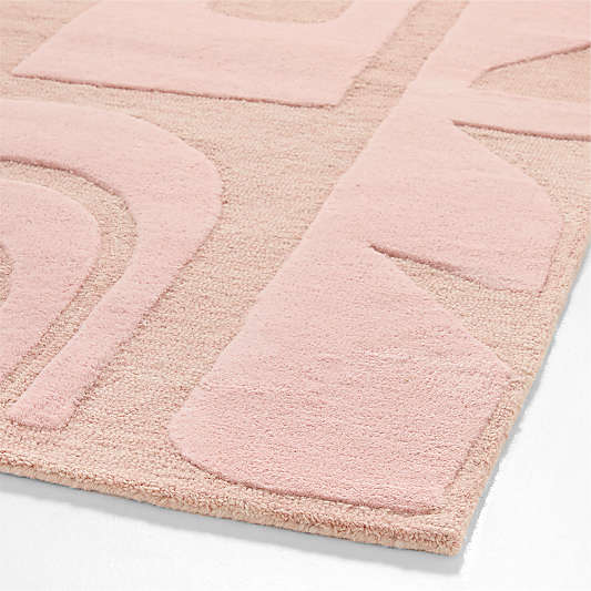 Geometric Cutout Pink Geometric Wool Kids 12"x18" Rug Swatch