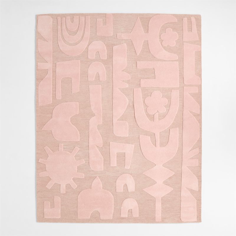 Geometric Cutout Pink Wool Kids Area Rug 8'x10' - image 0 of 5