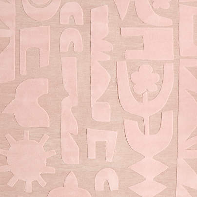 Geometric Cutout Pink Geometric Wool Kids 12"x18" Rug Swatch