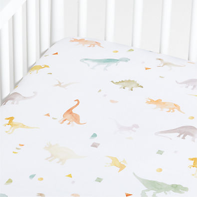 View Stay Cool Geo-Dino Organic Cotton Dinosaur Baby Crib Fitted Sheet details