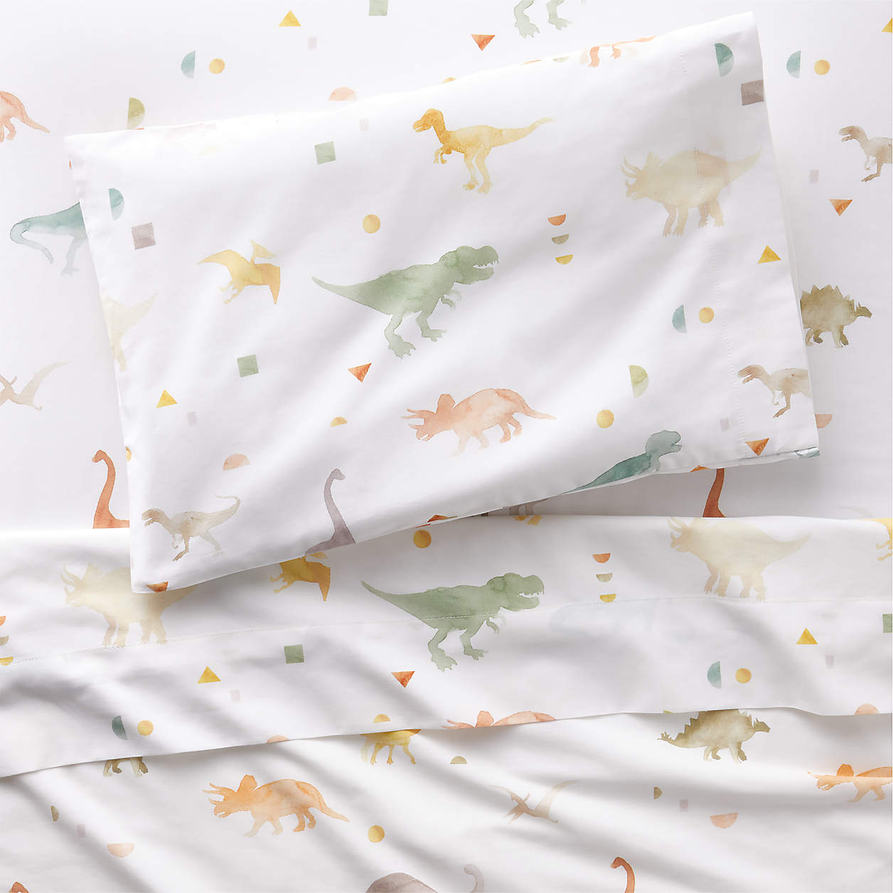 Geo-Dino Organic Cotton Dinosaur Toddler Sheet Set | Crate & Kids