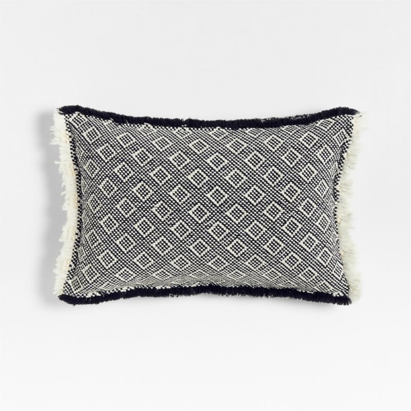 Geo Fringe Organic Cotton 22"x15" Ink Black Throw Pillow with Down-Alternative Insert - image 0 of 4