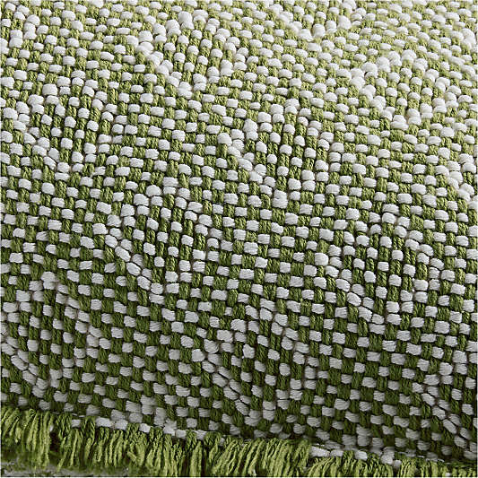 Geo Fringe Organic Cotton 22"x15" Cardamom Green Throw Pillow with Down-Alternative Insert