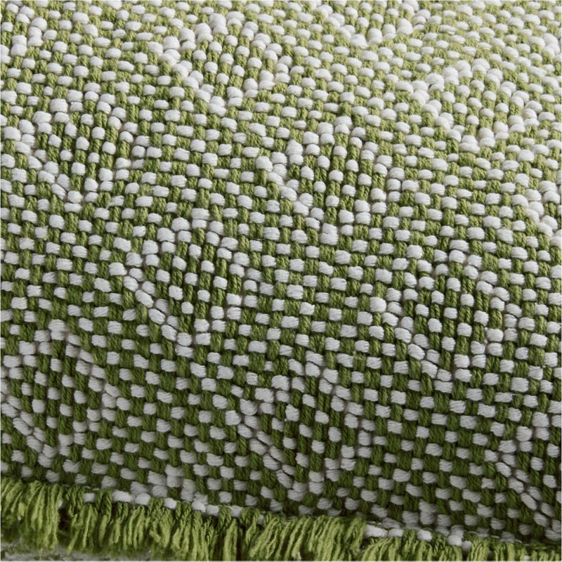 Geo Fringe Organic Cotton 22"x15" Flax Taupe Throw Pillow with Feather Insert
