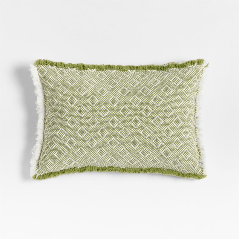 Geo Fringe Organic Cotton 22"x15" Cardamom Green Throw Pillow Cover - image 0 of 4