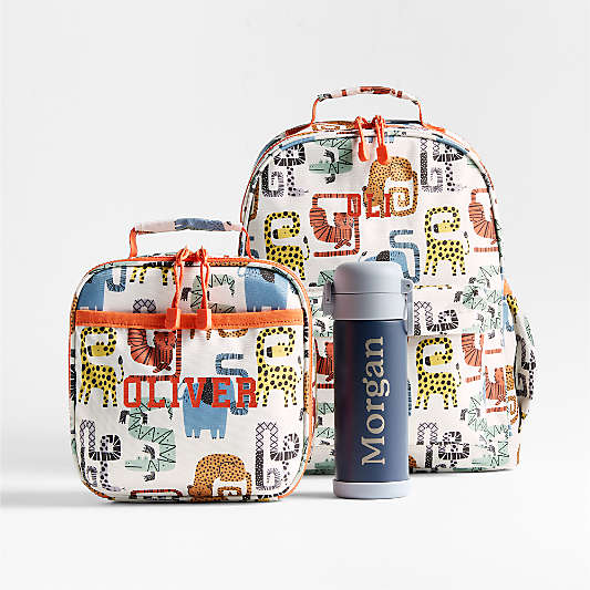 Blue Colorblock Insulated Stainless Steel Kids Water Bottle with Straw