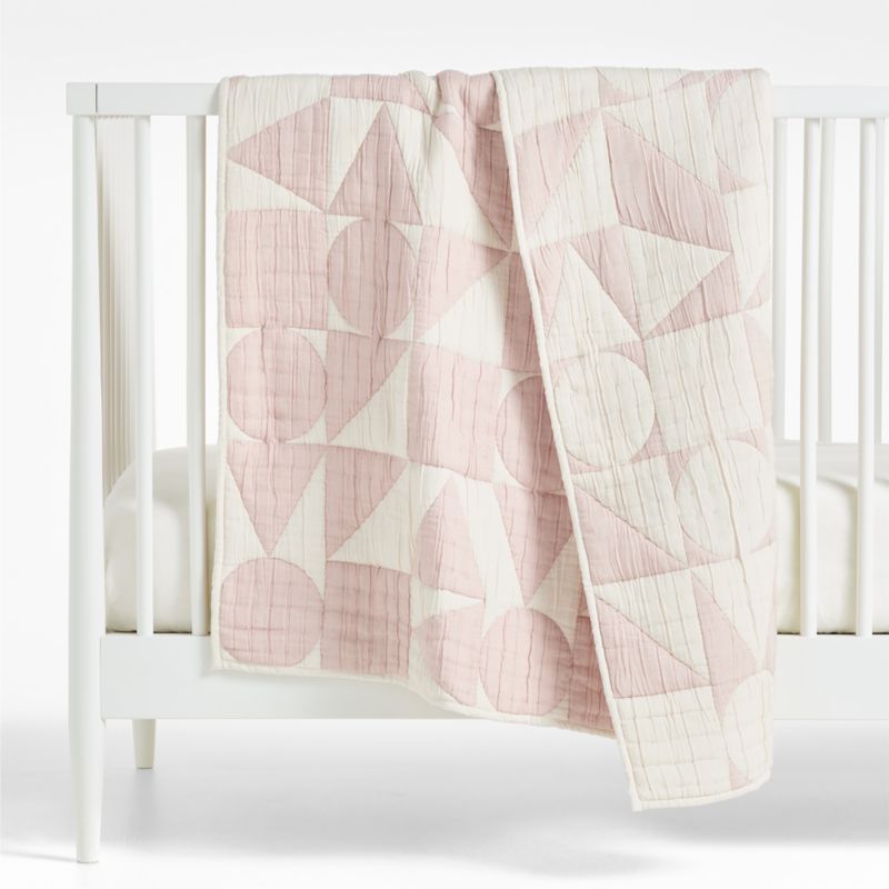 Geo Matelasse Orchid Rose Organic Cotton Baby Crib Quilt - image 0 of 3