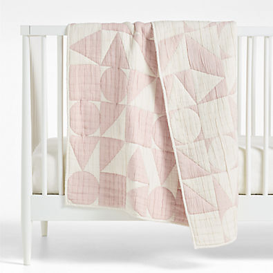 View Geo Matelasse Orchid Rose 100% Organic Cotton Baby Crib Quilt details
