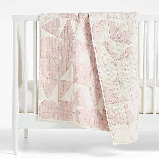 Geo Matelasse Orchid Rose Organic Cotton Baby Crib Quilt Bedding Set