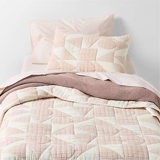 Geo Matelasse Orchid Rose Organic Cotton Kids Quilt Bedding Set