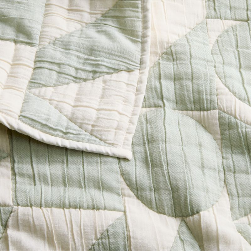 Geo Matelasse Muted Teal Organic Cotton Baby Crib Quilt - image 1 of 3