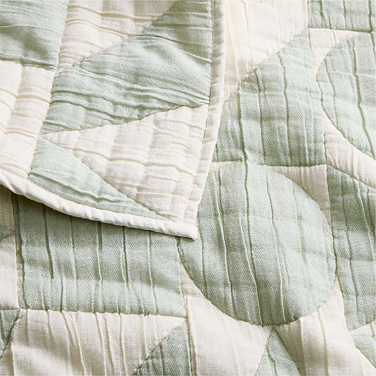 Geo Matelasse Muted Teal Organic Cotton Baby Crib Quilt