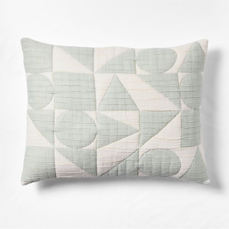 Geo Matelasse Muted Teal Organic Cotton Kids Pillow Sham - image 0 of 1