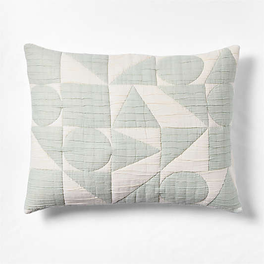 Geo Matelasse Muted Teal Organic Cotton Kids Pillow Sham