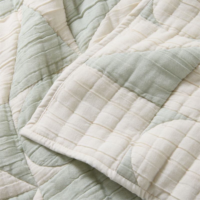 Geo Matelasse Muted Teal Organic Cotton Kids Full/Queen Quilt - image 4 of 5