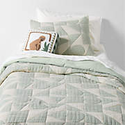 Geo Matelasse Muted Teal Organic Cotton Kids Full/Queen Quilt