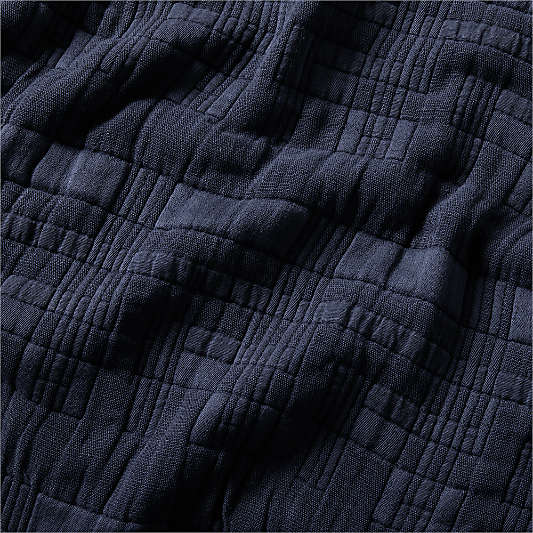 Geo Matelasse Organic Cotton Deep Indigo King Bed Blanket