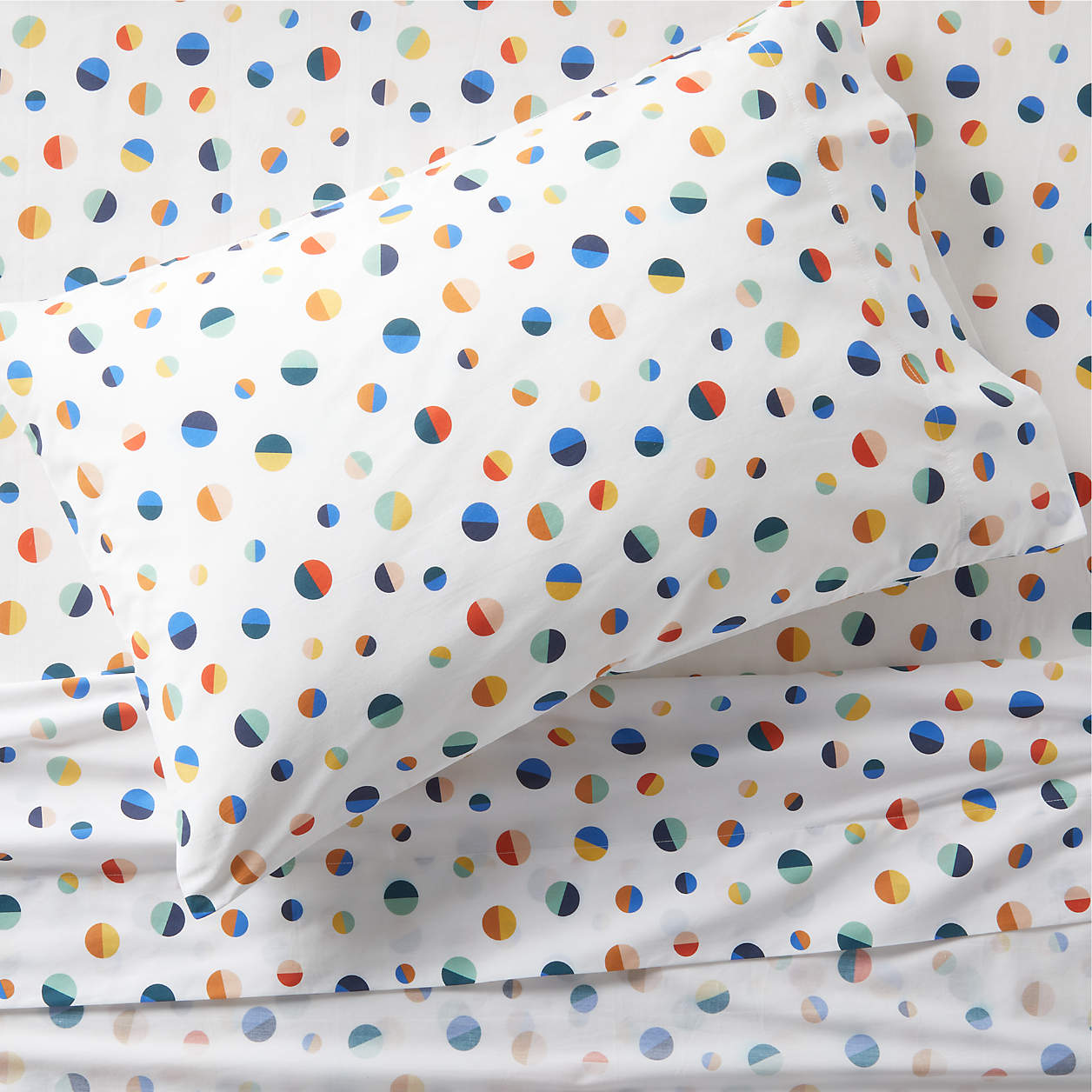 Geo-Pop Modern Organic Twin Colorful Navy Blue Polka Dot Kids Sheet Set ...