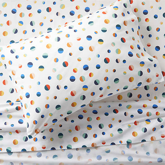 Geo-Pop Kids Organic Navy Blue Polka Dot Pillowcase