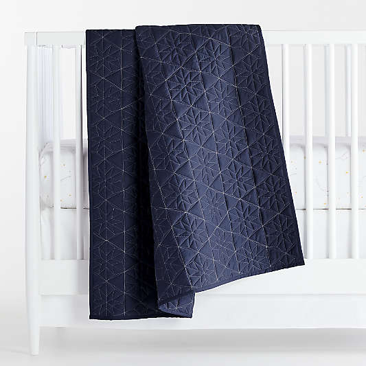 Navy Geo Star Crib Quilt