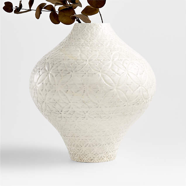 Adra White Chevron Vase + Reviews Crate & Barrel Canada