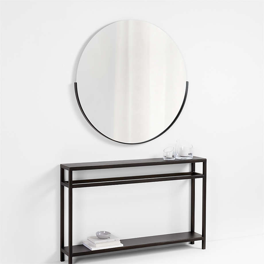 Round black store wall mirror