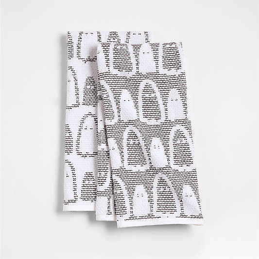 Ghost Textured Terry Organic Cotton Kitchen Towel, Set of 2