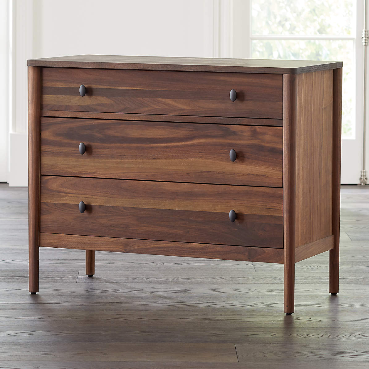 Gia Walnut 3 Drawer Chest Crate And, Three Drawer Dresser
