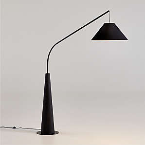 Shop Floor Lamp With Black Shade And Granite Base
