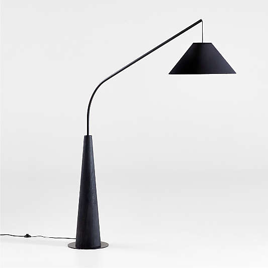 Gibson Black Hanging Arc Floor Lamp with Black Shade