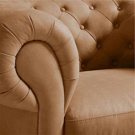 Gig Leather Chesterfield Sofa 90" by Leanne Ford