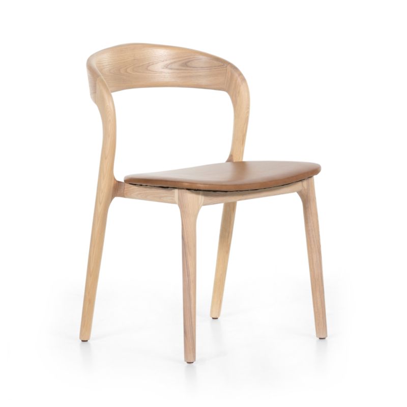 Gillie Natural Wood and Leather Dining Chair - image 3 of 10