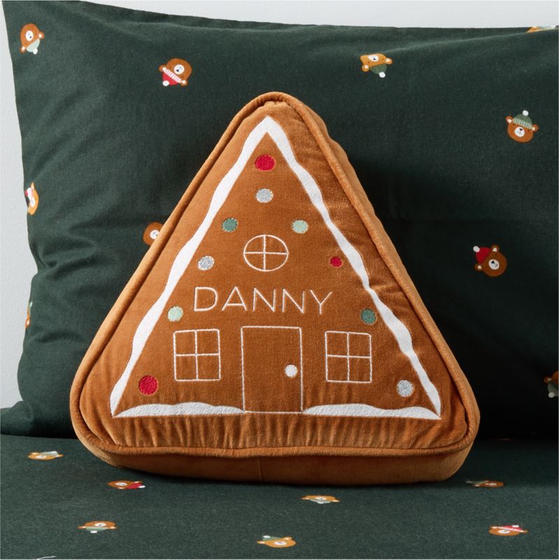 Gingerbread House Velvet Kids Christmas Throw Pillow - image 0 of 10