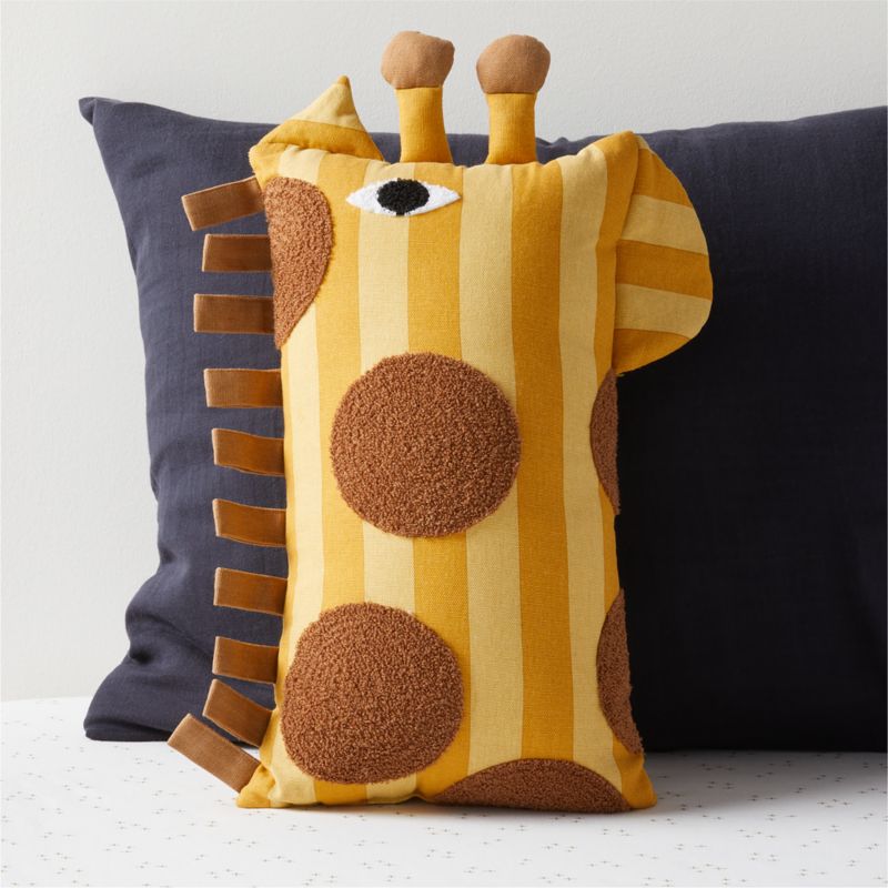 Giraffe Face Striped Embroidered Kids Throw Pillow