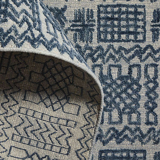 Girona Wool Handwoven Blue Area Rug 6'x9'